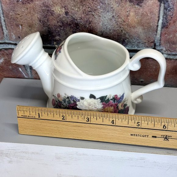 Vintage Glynda‎ Turley 1993 Ceramic Floral Watering Can Vase Succulent Planter - Picture 6 of 9